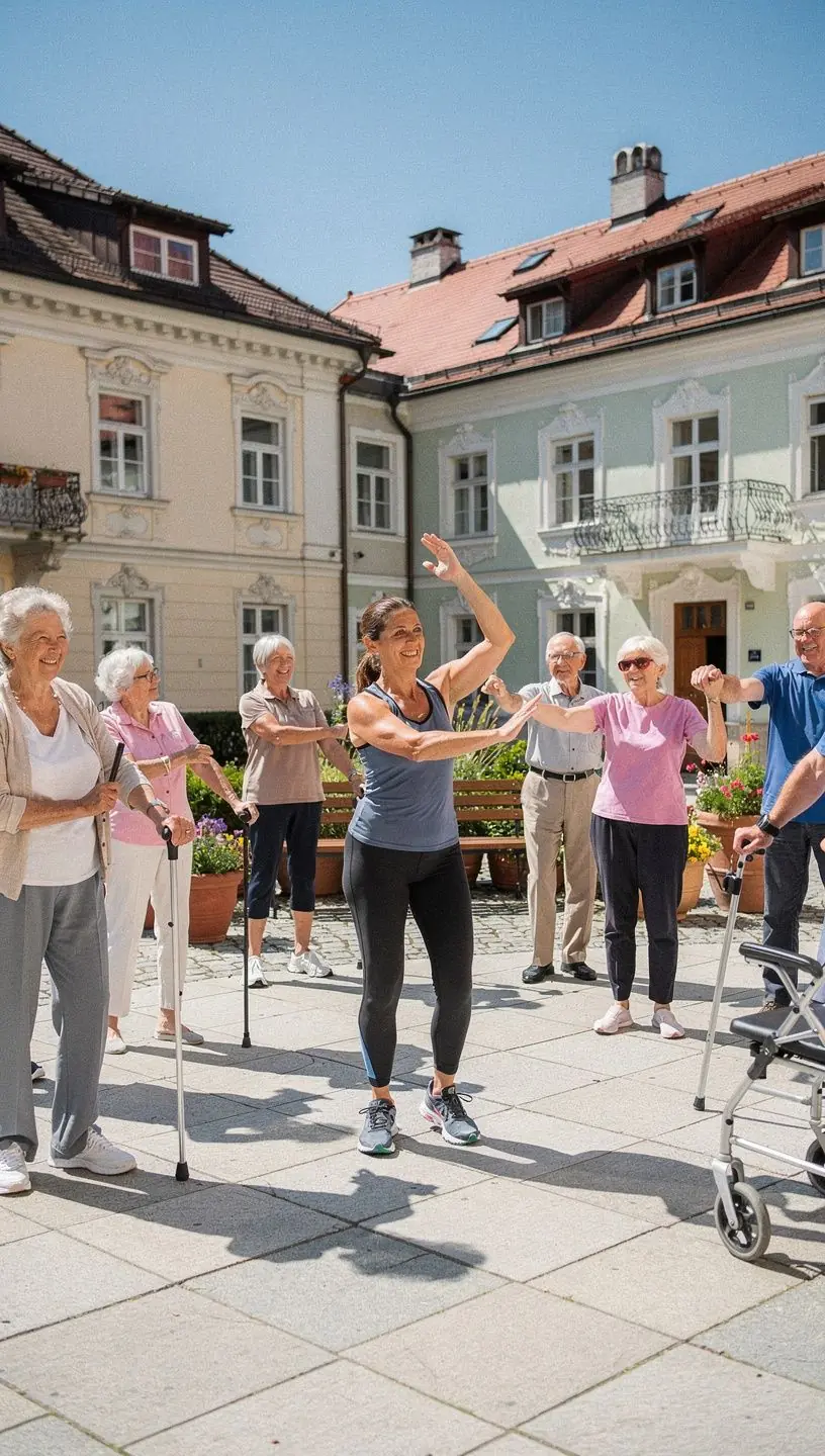 Ein großer Garten mit blühenden Pflanzen und Sitzgelegenheiten für entspannte Stunden im Freien.